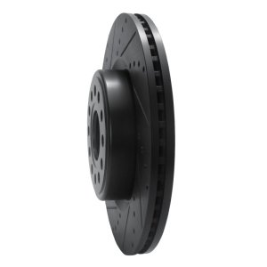 Ram 1500 Brake Rotor (1) - Front Left - R1 Concepts - Drilled & Slotted - Black - `19-`25